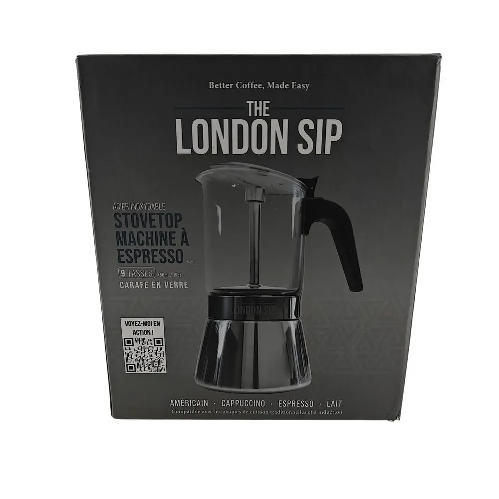 Escali London Sip Stainless Steel Espresso Maker 9-cup Glass